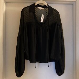 LOFT Black Sheer Blouse